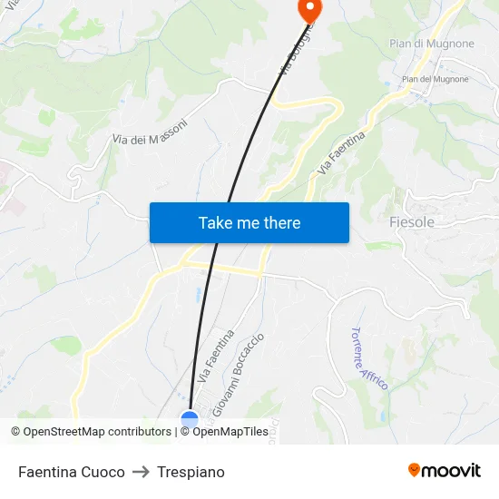 Faentina Cuoco to Trespiano map