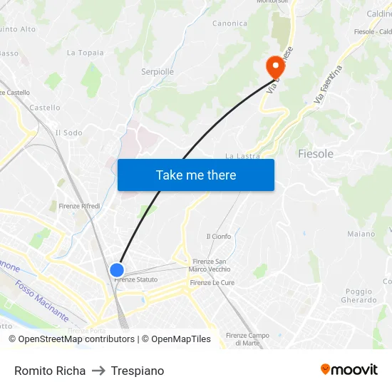 Romito Richa to Trespiano map