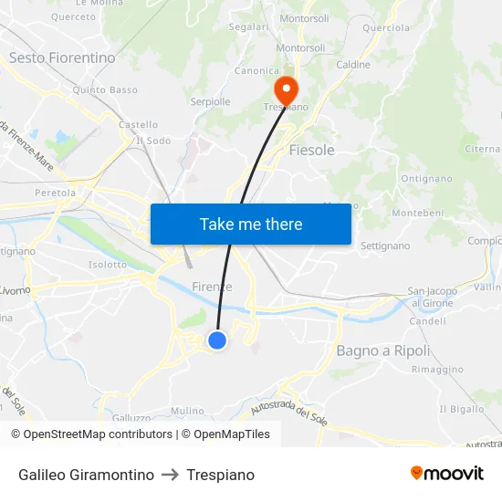 Galileo Giramontino to Trespiano map