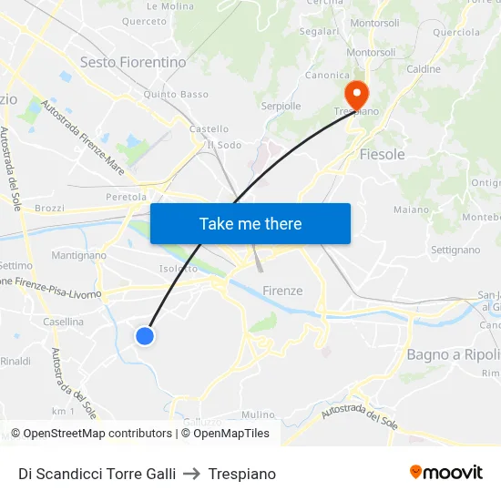 Scandicci Torre Galli to Trespiano map