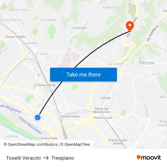 Toselli Veracini to Trespiano map