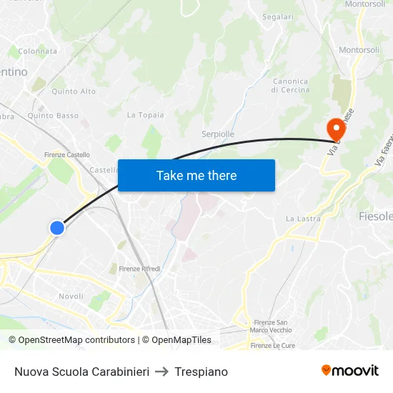 New Carabinieri School to Trespiano map