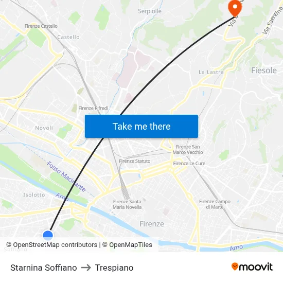 Starnina Soffiano to Trespiano map
