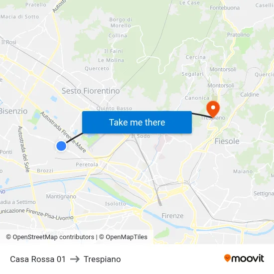 Casa Rossa 01 to Trespiano map