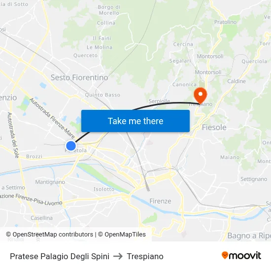 Pratese Palagio Degli Spini to Trespiano map