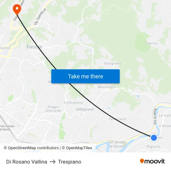Di Rosano Vallina to Trespiano map