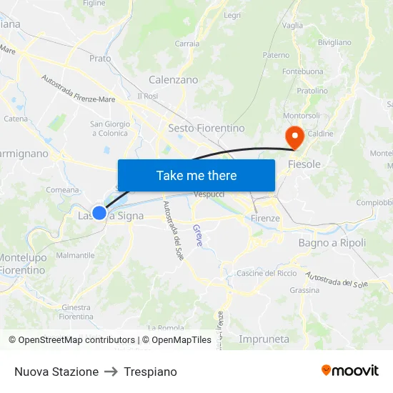 New Station to Trespiano map