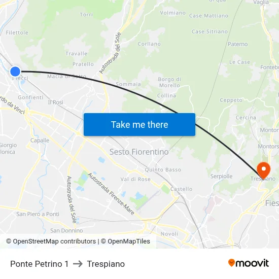 Petrino Bridge 1 to Trespiano map