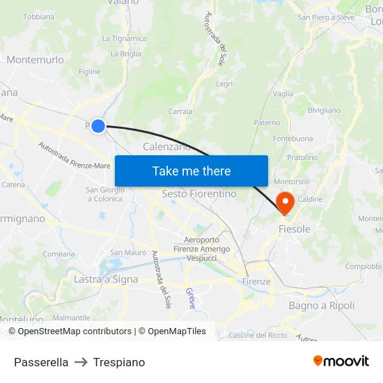Passerella to Trespiano map