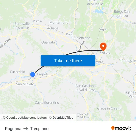 Pagnana to Trespiano map