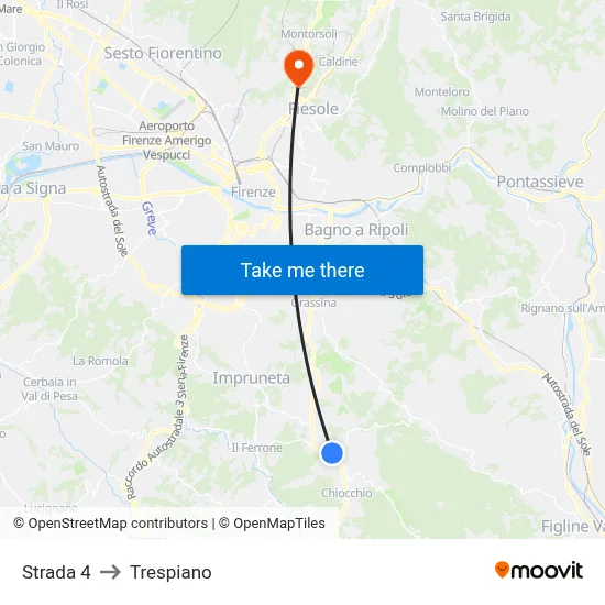 Road 4 to Trespiano map