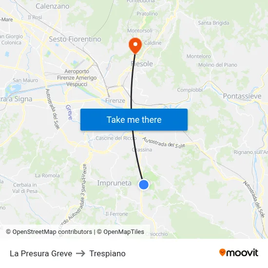 La Presura Greve to Trespiano map