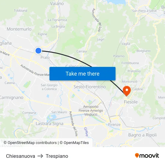 Chiesanuova to Trespiano map