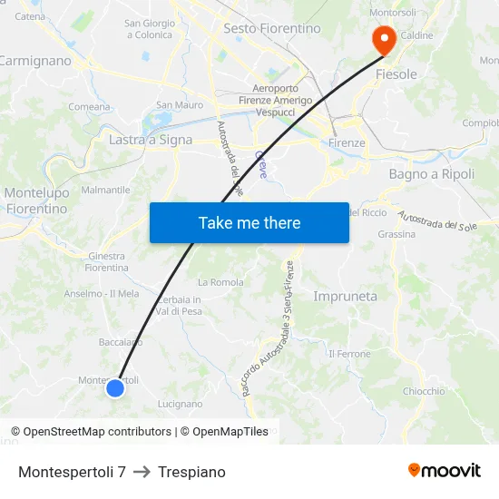 Montespertoli 7 to Trespiano map