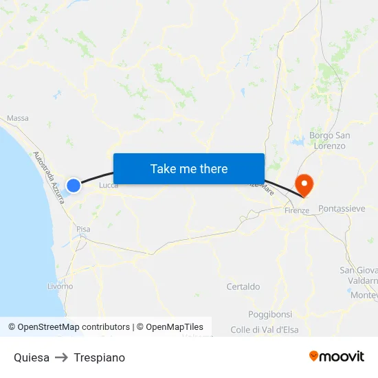 Quiesa to Trespiano map