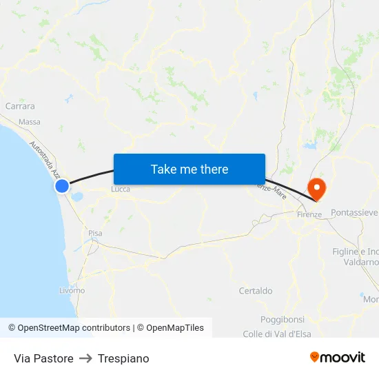 Via Pastore to Trespiano map