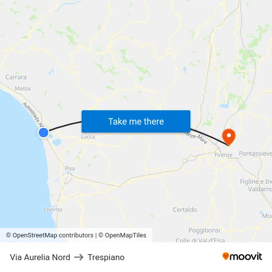Via Aurelia Nord to Trespiano map