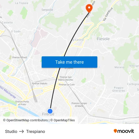 Studio to Trespiano map