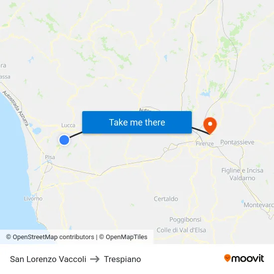 San Lorenzo Vaccoli to Trespiano map