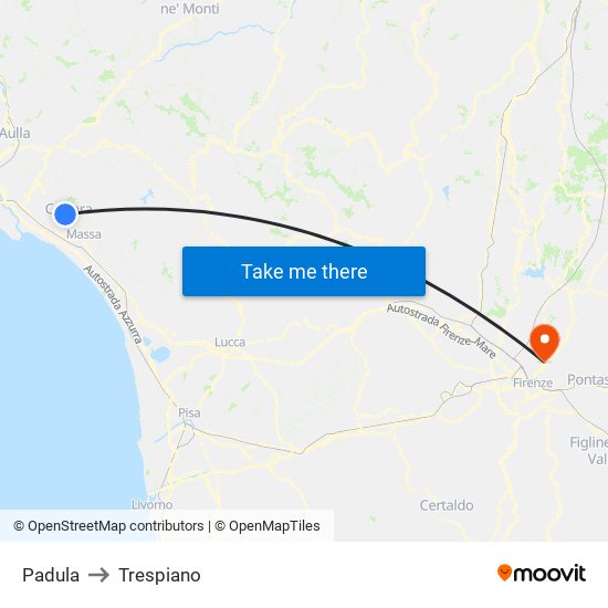 Padula to Trespiano map