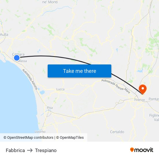 Fabbrica to Trespiano map