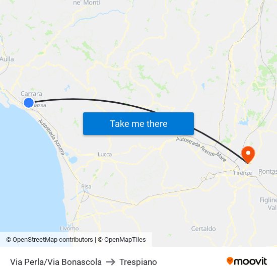 Via Perla/Via Bonascola to Trespiano map