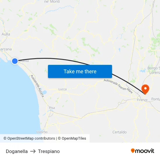 Doganella to Trespiano map