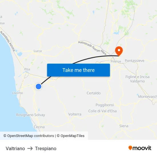 Valtriano to Trespiano map