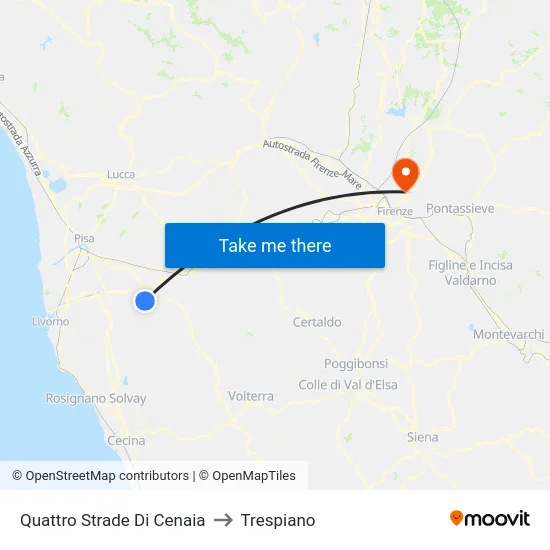 Quattro Strade Di Cenaia to Trespiano map