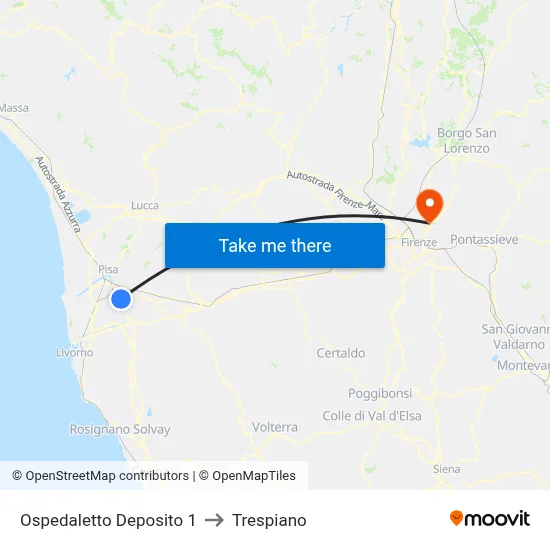 Hospital Deposit 1 to Trespiano map