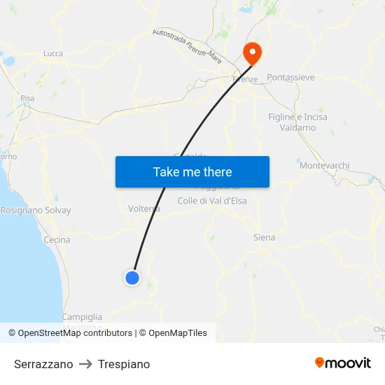 Serrazzano to Trespiano map