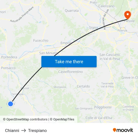 Chianni to Trespiano map