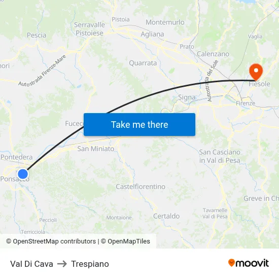 Val Di Cava to Trespiano map