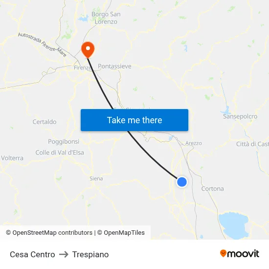 Cesa Center to Trespiano map