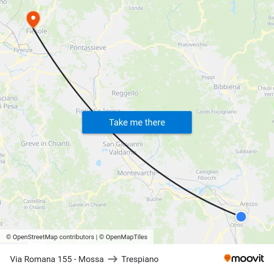 Via Romana 155 - Mossa to Trespiano map