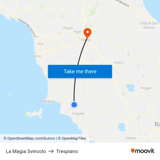 La Magia Junction to Trespiano map