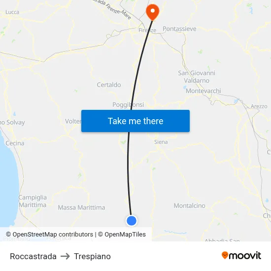 Roccastrada to Trespiano map