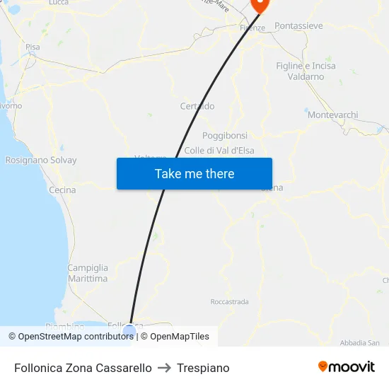 Follonica Zona Cassarello to Trespiano map