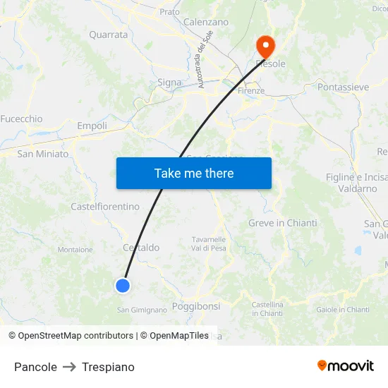 Pancole to Trespiano map