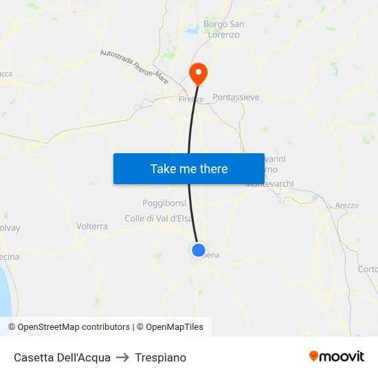 Water House to Trespiano map