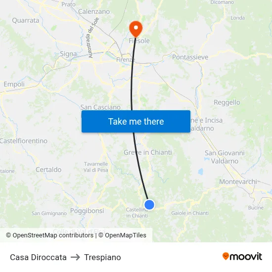 Casa Diroccata to Trespiano map