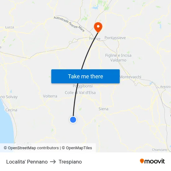 Localita'  Pennano to Trespiano map
