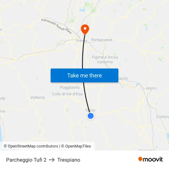 Parcheggio Tufi 2 to Trespiano map