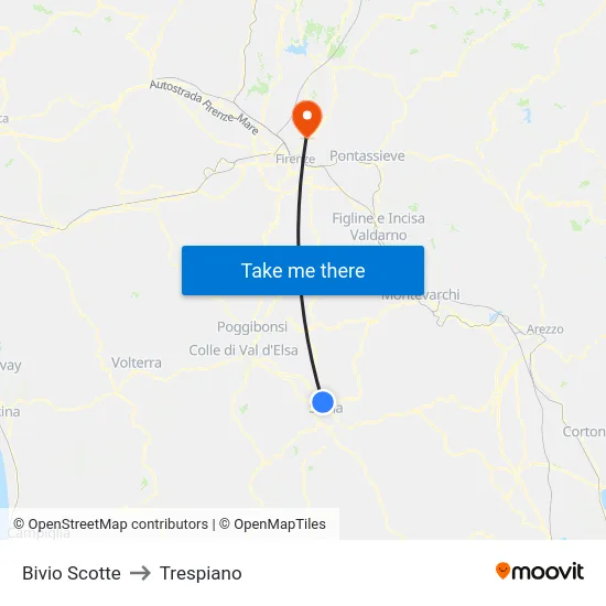 Bivio Scotte to Trespiano map