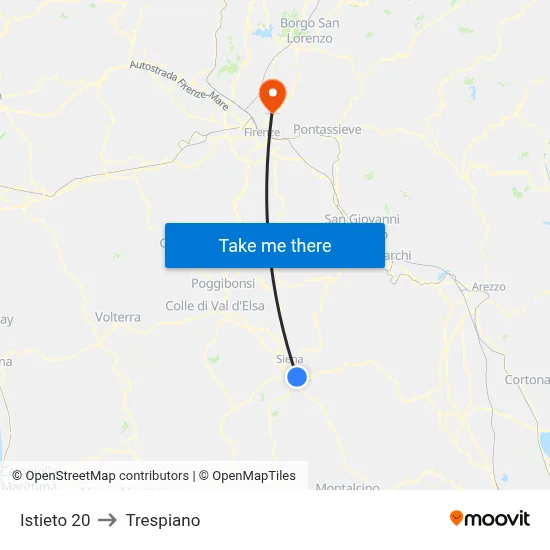 Istieto 20 to Trespiano map