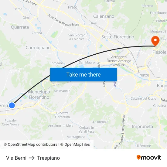 Via Berni to Trespiano map