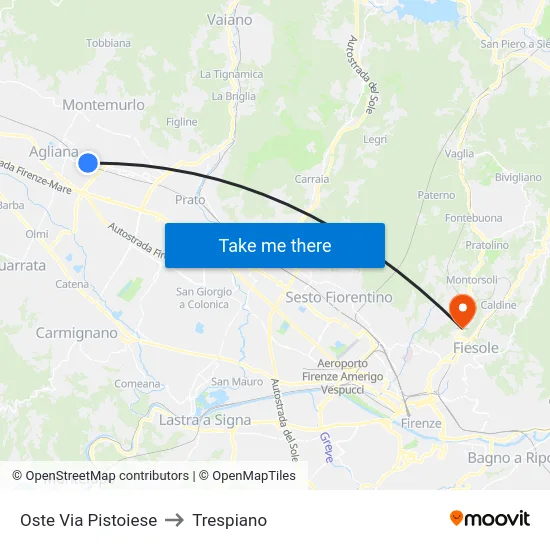 Oste Via Pistoiese to Trespiano map