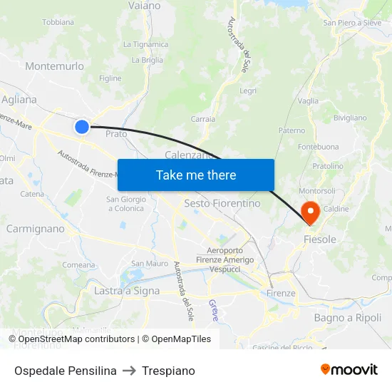 Hospital Shelter to Trespiano map