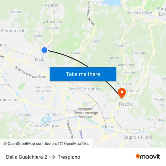 Della Gualchiera 2 to Trespiano map