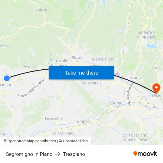 Segromigno In Piano to Trespiano map